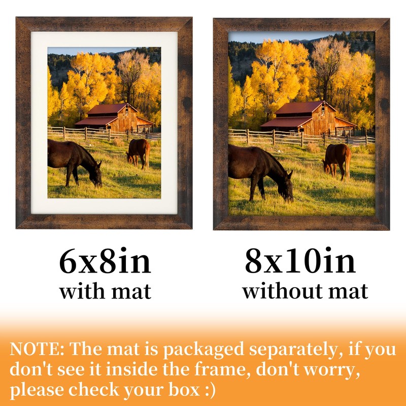 AEVETE Picture Frame 8x10 Dark Brown Photo Frames Rustic for