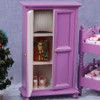 Healifty Dollhouse Cabinet Wooden Mini Purple Wardrobe Dollhouse Furniture Miniature