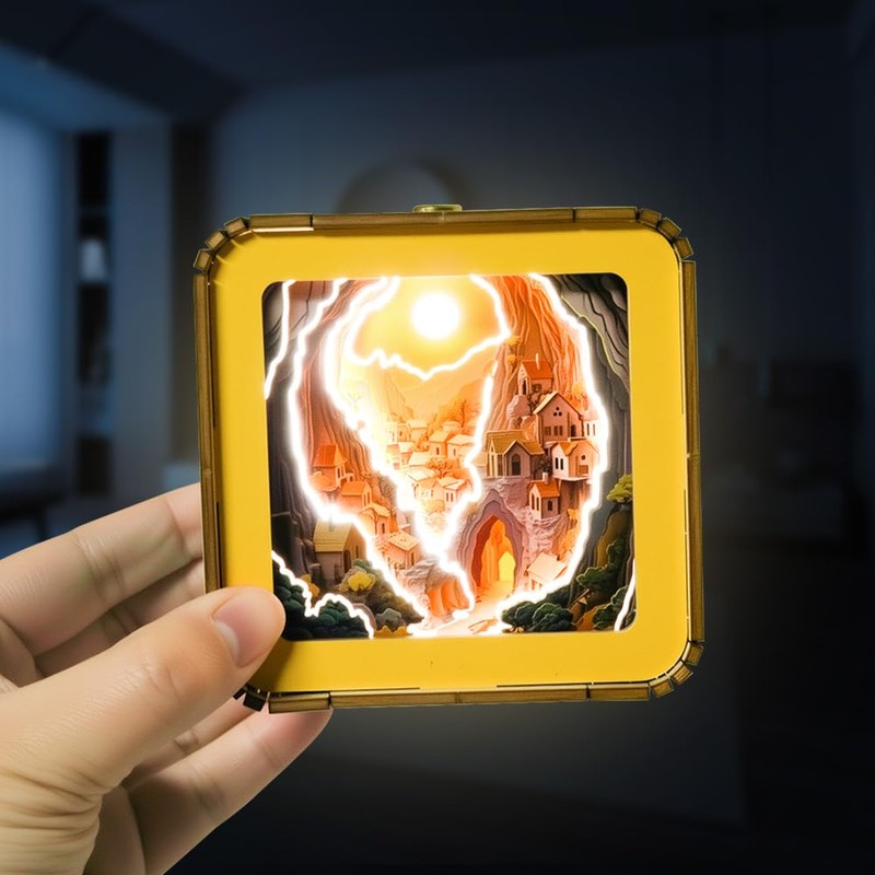 FoxiSteam 3D Wooden Puzzle Night Light - Sunset Town DIY