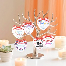 6 Pieces Acrylic Thank You Teacher Gifts,Gifts for Teachers to Say Thank You,Appreciation Graduation Presents,Heart-Shaped Acrylic Office Desk Decor (6)