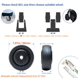 Luggage Wheels Replacement Kit, 4 Pieces, 2 inch/50mm TPE Bearing Wheels, Lightweight, Smooth Inline Casters and Spinners for Suitcases, Trolley Bags