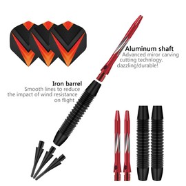 HRLORK Professional Darts Set of 3 Darts with Plastic Tip Darts Aluminium Shafts with 3 Replacement Shafts Red