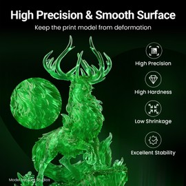 GK3 Ultra Boxed Standard 3D Printer Resin Fast UV Curing Plant-Based 3D Resin Liquid with High Precision Low Viscosity Suit for 8K/12K/14K DLP LCD 3D Printing Miniatures, Garage Kits,Clear Green 1.2KG