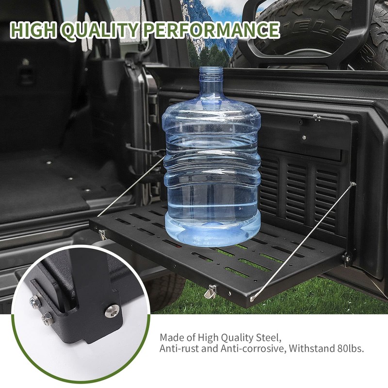 RT-TCZ Foldable Tailgate Table, Aluminum Alloy Black Rear Cargo Storage