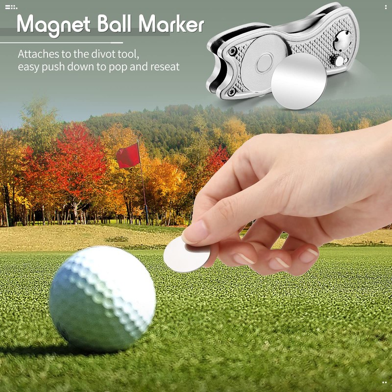 Skylety 4 Pieces Golf Divot Repair Tool with Magnetic Button