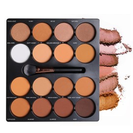 Dynaeuty 16 Color Powder Contour Palette, Matte Contouring Makeup Kit, Professional Facial Beauty Cosmetic Makeup, Medium to Dark