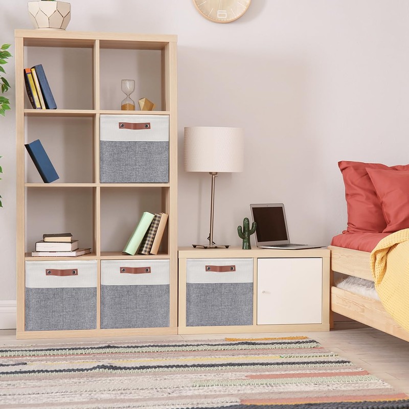 Mangata 25|28|30|33cm Fabric Storage Boxes, Set of 4 Storage Cubes(25x25x25cm,