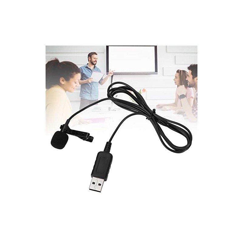 Bewinner Micrófono Lavalier USB, Micrófono de Computadora Omnidireccional con Clip
