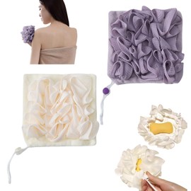 GEDEUBAN 2 PCS Bar Soap Loofah, 2 in 1 Loofah Pouch Washcloth for Cleansing and Smooth Skin