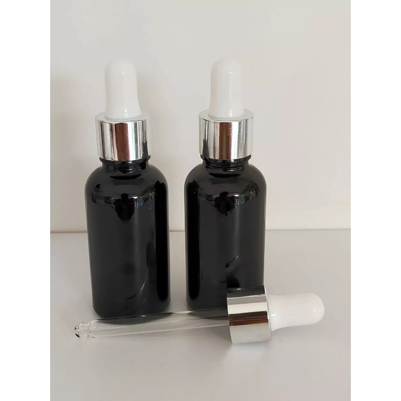 Meliars Frasco Gotero 10/30 Ml Negro Bulbo Plata/blanco (30 Pzs)