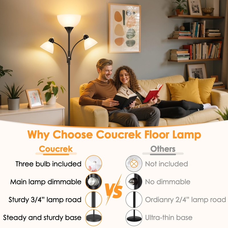 Coucrek Torchiere Floor Lamps for Living Room,72" Dimmable Lamp with