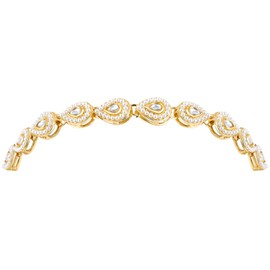 Aheli Gold Plated White Kundan & Beads Studded Mathapatti Sheeshpatti Hair Accessories Traditional Jewellery Gift for Women