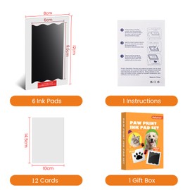 Nabance Baby Handprint and Footprint Kit, Paw Print Kit for Dogs & Cats, 6 Inkless Print Pads, 12 Imprint Cards, Dog Paw Print Kit, Pet Paw Stamp Pads, Pawprint Family Keepsake Kit, Medium Size