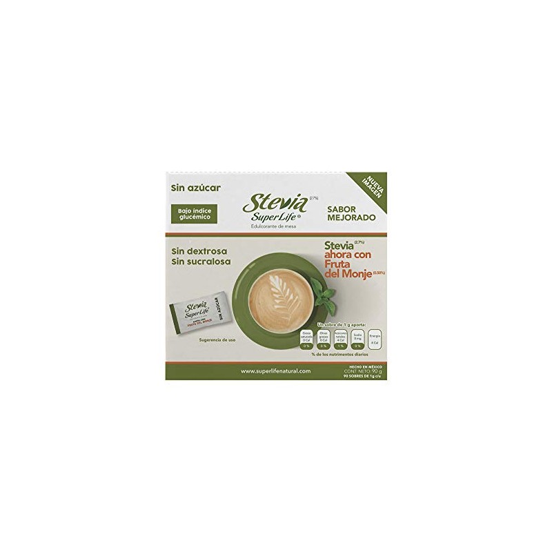Stevia Super Life® Bio 90 Sobres Con Fruta del Monje