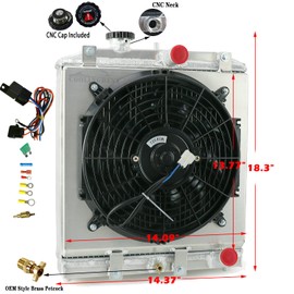 Honda Civic Radiator, Aluminum Radiators for honda civic/del sol/integra DB DC MT 1992-2000, 3 Row Radiator with Electric Fan Shroud Thermostat Kit