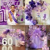 Purple Pink Birthday Decorations with Happy Birthday Banner, Latex Confetti