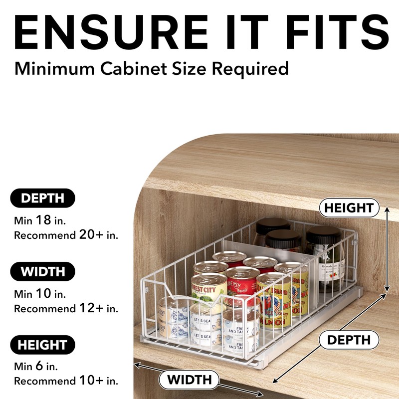 Simple Houseware Pull-Out Cabinet Sliding Basket Organizer, 17.2" D x