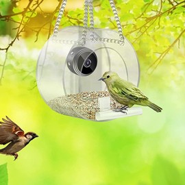 Petyoung Smart Birdfeeder with HD 1080P Camera for Outdoor Bird Watching, Transparent Birdhouse for Close Up View Photo Taking Video Recording