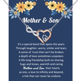 BNQL Infinity Heart Necklace - Mother & Son Jewelry Gift for Mom's Birthday
