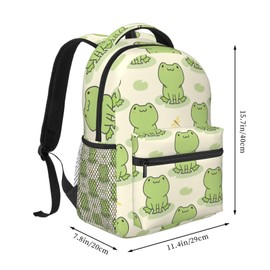 HKHEHOP Cute Frog Animal Backpack For School Laptop Bags Bookbag Big Casual Daypack For Student Girls Boys Kids Teens Travel Sports Work