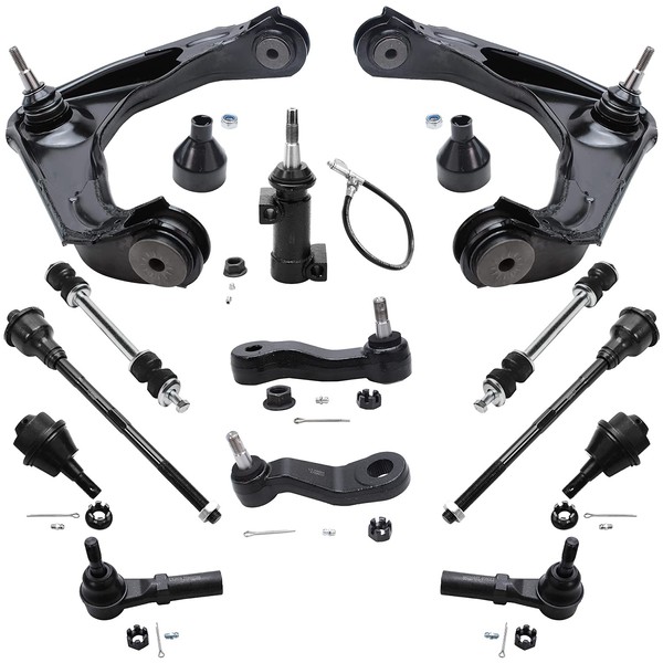 Detroit Axle - Front 13pc Suspension Kit for GMC Chevy Silverado Sierra 2500 3500 HD H2, 2 Lower Control Arms 2 Ball Joints 2 Sway Bar Links 4 Inner & Outer Tie Rods Idler Arm Avalanche Yukon XL 2500