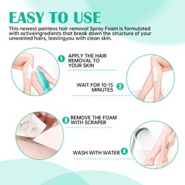 VGO Hair Removal Spray Foam, Contains Aloe Vera Extract, Natural Ingredients, Painless Bikini Hair Removal for Women & Men, Depilatory Cream, 5.07FL OZ