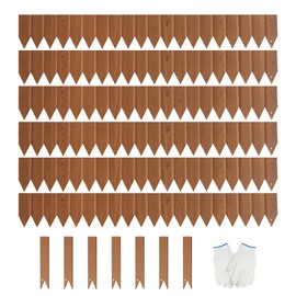 Mars Explo Metal Landscape Edging Wooden Texture, 6 Pack Heavy Duty Hammer-in Garden Edging Border No-Dig with 7 Clips & Gloves - 40" L x 5.5" H Each - Paver Edging Lawn Edging (20ft Total)