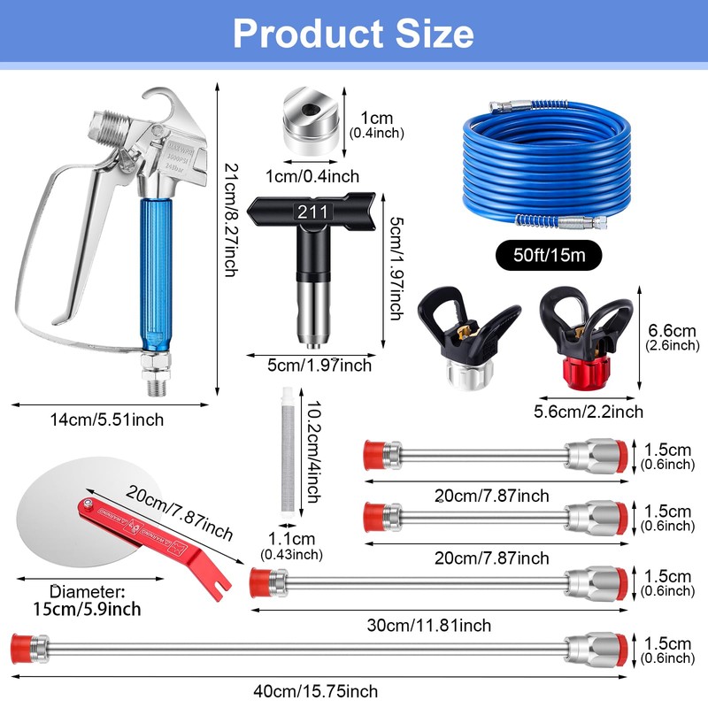 Gyfent 22Pcs Airless Paint Sprayer Gun Kit, 3600PSI Airless Spray
