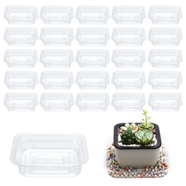 UltraOutlet 30 Pack Square Planter Saucer Plant Trays for Pots 4 Inch Plant Saucers for Outdoor and Indoor Clear Plant Pot Saucers Flower Pot Saucers to Catch Water Drip Tray (30, 4 in)