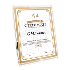 GraduationMall A4 Glass Photo Frame Certificate Frame Diploma Frames Document Picture Holder,Wall & Tabletop Display Gold