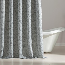 SLEEP ZONE Farmhouse Jacquard Shower Curtain, Textured Fabric Shower Curtains Leaf Curtain for Modern Home Decorations Bathroom, 72" × 78" Grey Leaf