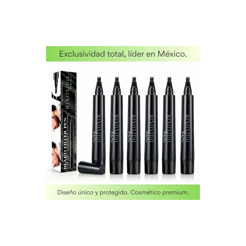 Bolígrafo Rellenador De Barba, Bigote Y Cejas Negro 6 Pzas