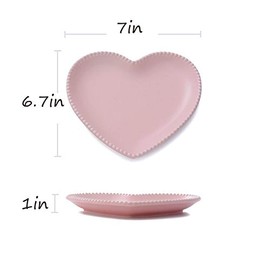 CHOOLD Elegant Ceramic Heart Shaped Salad Plate/Dessert Plate for Home Kitchen Party Xmas-7 Inch-Set of 4