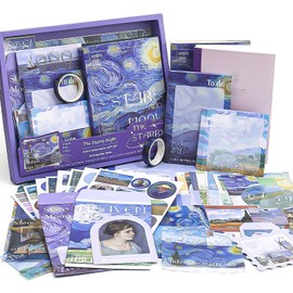 Scrapbook Supplies Kit, Vintage Oil Painting Journaling Supplies for Junk Journal, Aesthetic Scrapbook Kit with Scrapbook Paper Stickers Tapes, Art Craft DIY Gifts for Adult Teen Girls, Starry Night