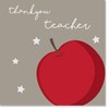Thank You Teacher Card - Red Apple Design with Silver