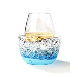 Wine Chiller for Glass Stemless Wine Glass Chiller Keeps Your Glasses of Vino Cold 10 Color Light Modes Separable Wine Essentials Accessories (Blue)