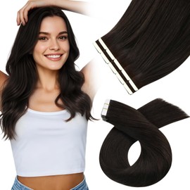 Moresoo Tape Extensions Real Hair 50 cm Extensions Real Hair Tape Dark Brown Hair Tapes Real Hair Tape in Extensions 10 Pieces 25 g #2