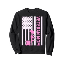 American Veteran Mom Flag Retired Military Mother Grandma Sweatshirt