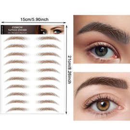 AWAVM 7 Sheets 4D Hair-Like Waterproof Eyebrow Tattoo Stickers Eyebrow Transfer Sticker Care Shaping Stickers in Arch Style for Women, 77 Pairs (Brown-06)