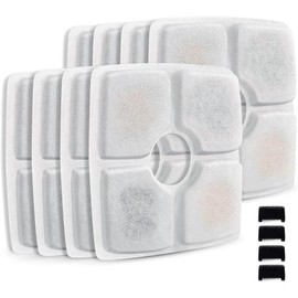 Pet Fountain Filter Set, 3 Triple Filtration System Replacement Cat Water Fountain Filters for Square 84oz/2.5L Automatic Pet Fountain Cat Water Fountain (Pack of 8) Stainless Steel Large Dog Water Fountain - Pattern Na: 8 Filters