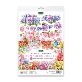 Katy Sue Die Cut Decoupage – Bumper Bouquets (Pack of 12) – Floral Bouquet Designs for Layered Card Making – Premium 150gsm Paper – UK Made Card Making Supplies