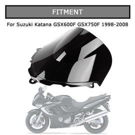 PSLER Motorcycle Windscreen Windshield Double Bubble Flyscreen Wind Screen Deflector Protector for Katana GSX600F GSX750F 1998-2008 Sport Bikes Scooter (Black)