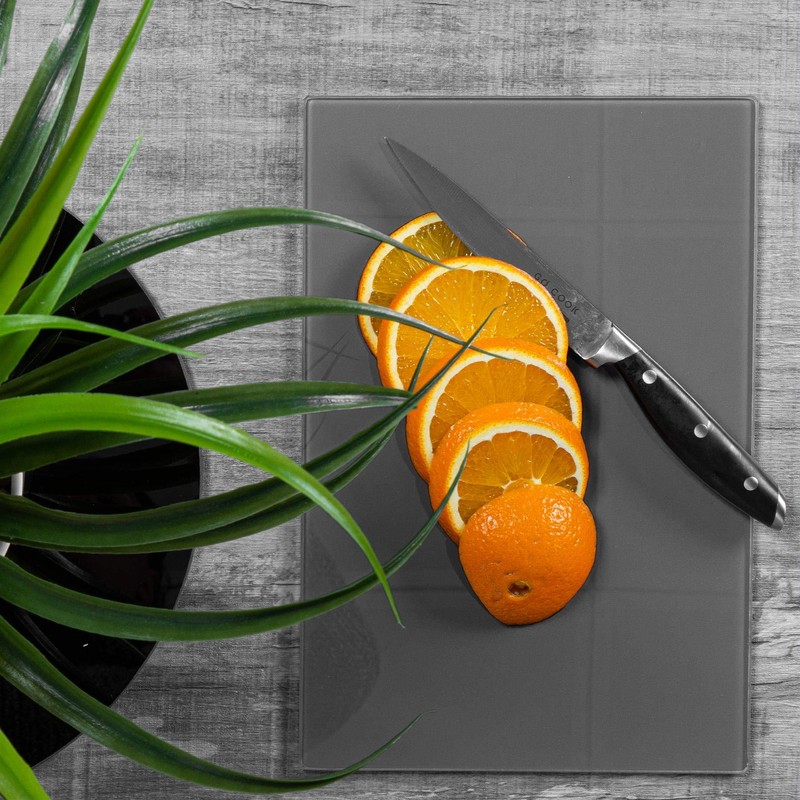 Harbour Housewares Glass Chopping Board - 30x20cm - Grey -