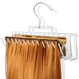 Hair Extension Holder - Hanger Rack for Holding Extra Wide & Full Length Wefts, Multi-Layer Hair, Styling, Washing, Drying - Barber Shop/Home Use - White