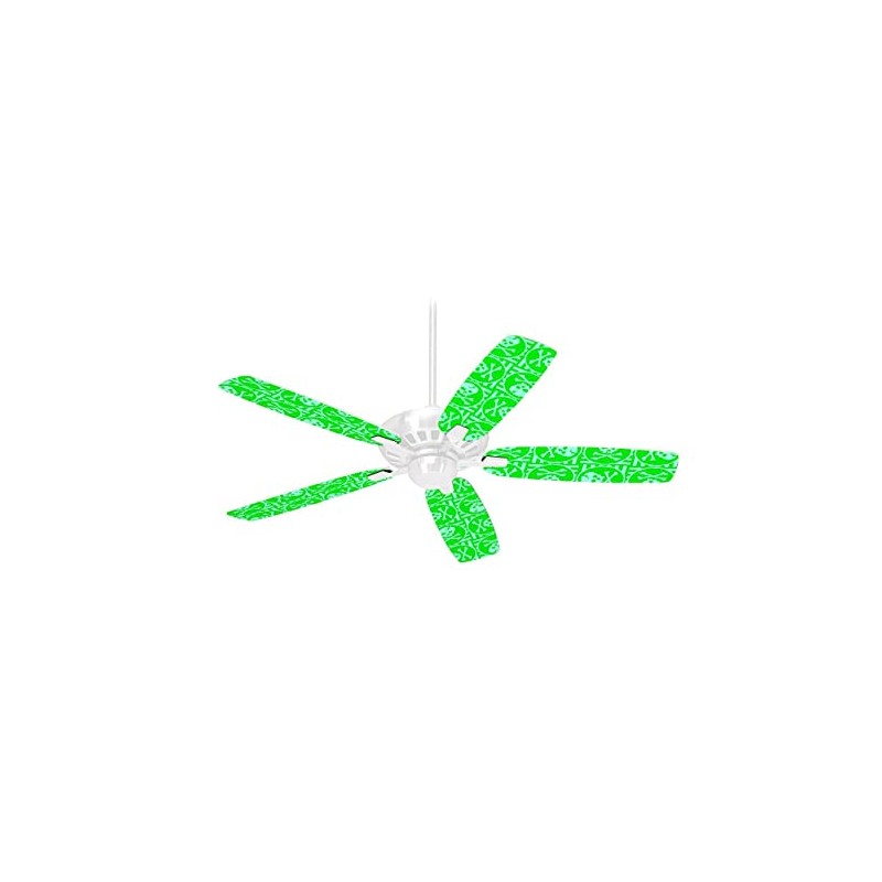 Skull Patch Pattern Green - Ceiling Fan Skin Kit fits