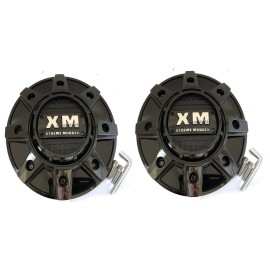 XM Xtreme Mudders 2 Pack 320L214 XM Xtreme Mudder Black & Chrome Wheel Center Cap