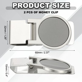 PATIKIL 2 Pcs Stainless Steel Money Clip, Metal Slim Wallet Clip for Men Round Black Money Holder Minimalist Front Pocket Wallet for Credit Card Business Card