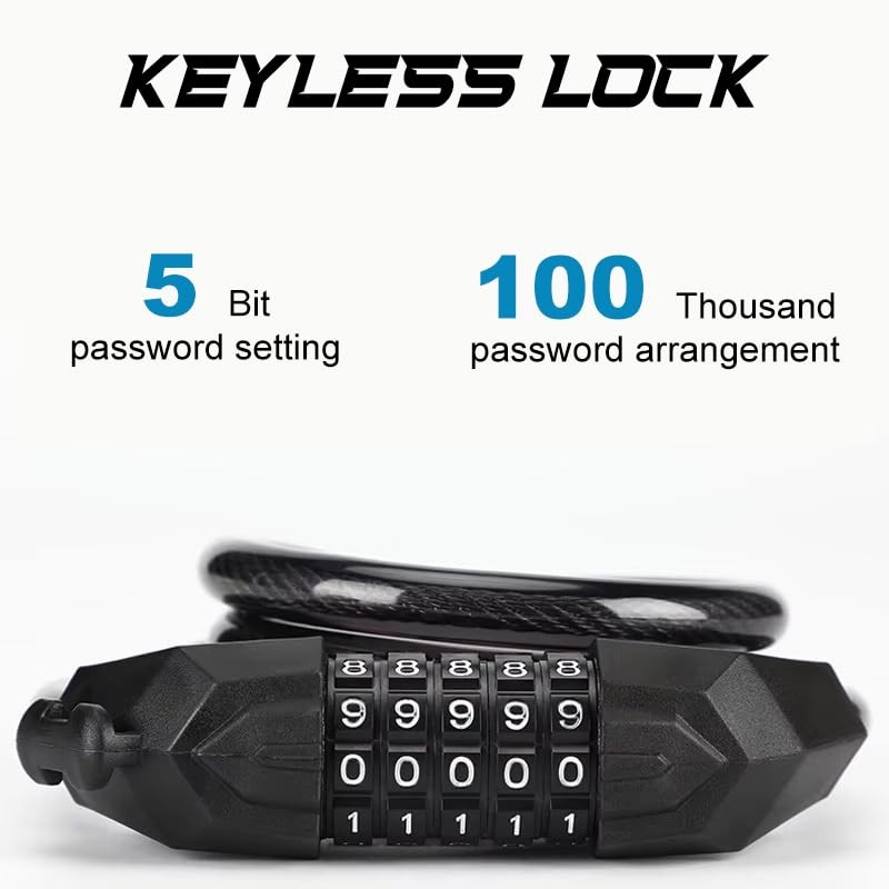 Byking Bike Lock Cable, Combination Bicycle Lock 5 Digit 1.2m