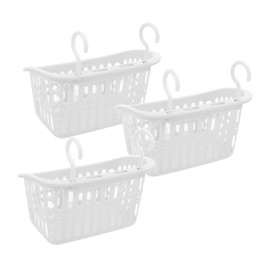 KICHOUSE 3Pcs Hanging Storage Baskets for Kitchen and Bathroom Over Door Wall Organizers with Hooks Lightweight Plastic Baskets for Space Saving Storage Versatile Decor
