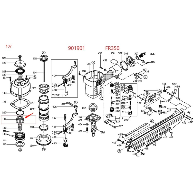 901901 replacement nailer piston stop FC350 FR350 for Porter Cable